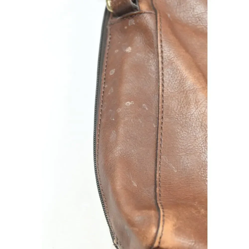 Fossil Evans Workbag Brown Leather Shoulder Strap Adjustable Commuter Travel